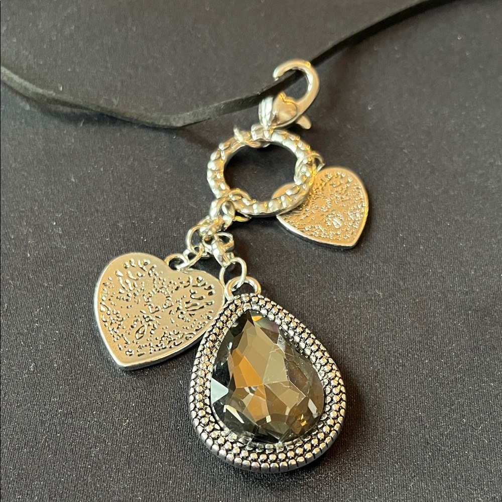 Elegant Silver and Black Heart Pendant Necklace